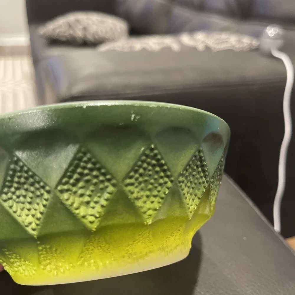 Fire King Vintage Anchor hocking green ombre Kimberly pattern 1 bowl Grandma Cor